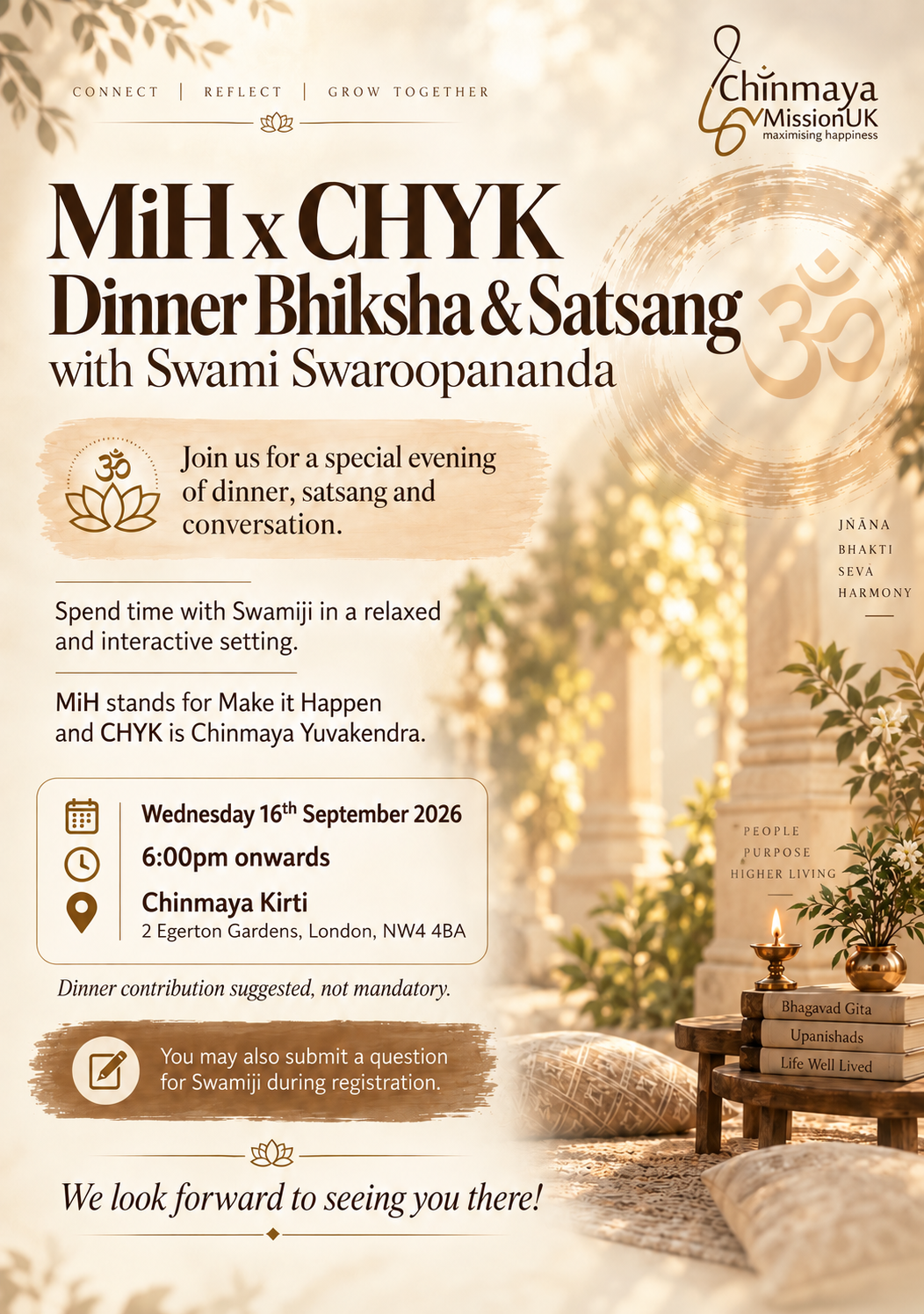 Special MiH x CHYK Dinner Bhiksha - Wednesday 16th September 2026 - Swami Swaroopananda
